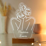 Personalised Fleur Fine Line Wooden Based LED Light