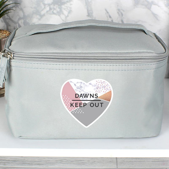 Personalised Geometric Grey Vanity Bag