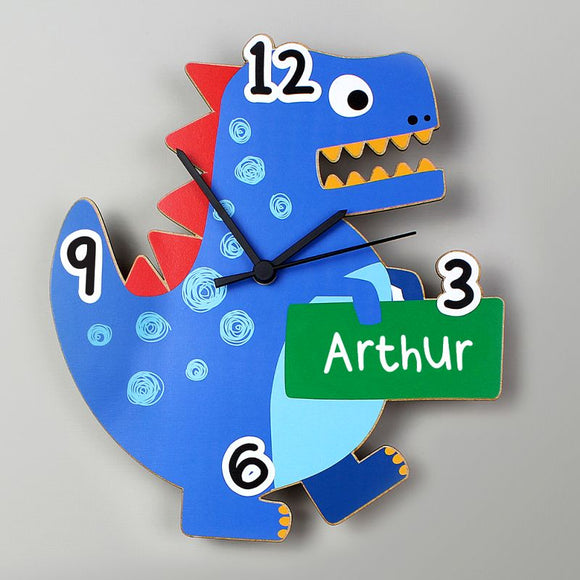 Personalised Dinosaur Shape Wooden Clock