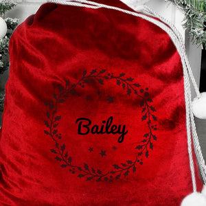 Personalised Holly Red Christmas Sack