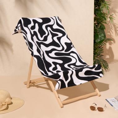 Swirl Print Beach Towel - Black