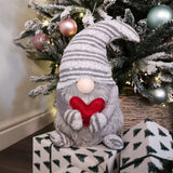 81cm Plush Grey Gonk  with Extendable Legs & Red Heart