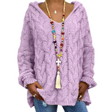 Plus SIze Twist Knitted Hooded Jumper