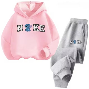 Kids NK Stitch Print 2Pc Pants and Hoodie Set