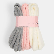 Load image into Gallery viewer, 3 Pack Fluffy Fleece Socks - Grey Blush Cream