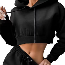 Load image into Gallery viewer, 2 Pcs Cropped Hoodie and Pants Set