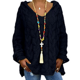 Plus SIze Twist Knitted Hooded Jumper