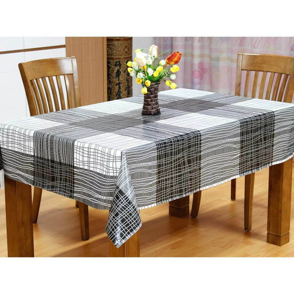 Monochrome Line Print Wipe Clean PVC Tablecloth