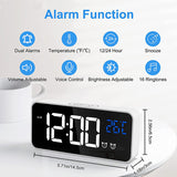 Mirror LED USB Charging Digital Clock with Dual Alarms Temperature Display