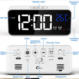 Mirror LED USB Charging Digital Clock with Dual Alarms Temperature Display