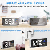 Mirror LED USB Charging Digital Clock with Dual Alarms Temperature Display