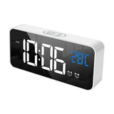 Mirror LED USB Charging Digital Clock with Dual Alarms Temperature Display