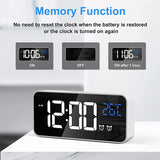 Mirror LED USB Charging Digital Clock with Dual Alarms Temperature Display