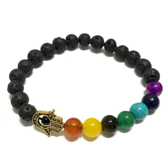 Lava Stone Bracelet - Hamsa Chakra