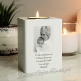 Personalised Photo Upload White Wooden Tea light Holder