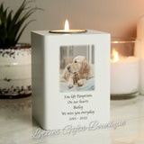 Personalised Photo Upload White Wooden Tea light Holder