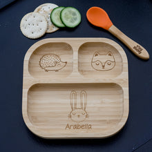 Load image into Gallery viewer, Personalised Woodland Bamboo Suction Plate &amp; Spoon