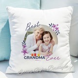 Personalised Floral Best Ever Photo Upload Cushion