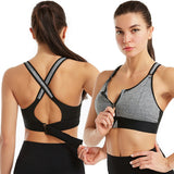 Back Closure Strappy Sports Bras Criss Cross Wireless Padded Workout Yoga Bra Tops