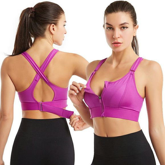 Back Closure Strappy Sports Bras Criss Cross Wireless Padded Workout Yoga Bra Tops