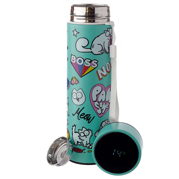 Simon's Cat Stainless Steel Digital Thermometer Insulated Drinks Bottle