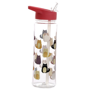 Reusable Feline Fine Cat Water Bottle with Flip Straw