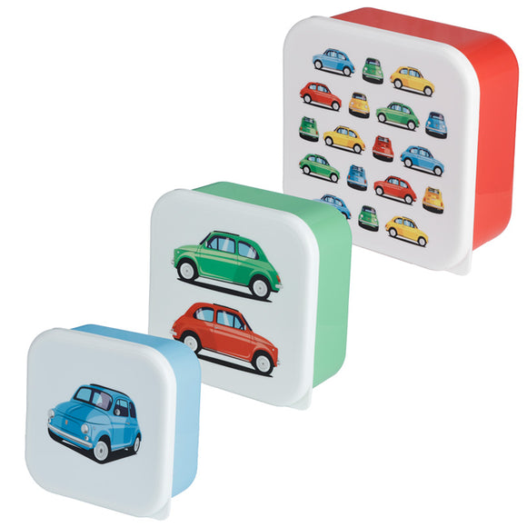 Set of 3 Lunch Box Snack Pots M/L/XL - Retro Fiat 500