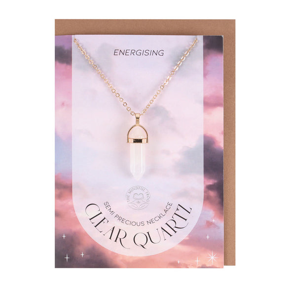 Clear Quartz Crystal Necklace Card - Energising