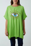 Sequin Evil Eye Short Sleeve Tshirt Dress