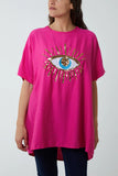 Sequin Evil Eye Short Sleeve Tshirt Dress