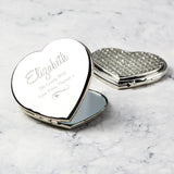 Personalised Swirls & Hearts Diamante Heart Compact Mirror