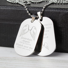 Load image into Gallery viewer, Personalised Guardian Angel Stainless Steel Double Dog Tag Necklace
