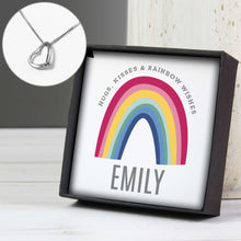 Load image into Gallery viewer, Personalised Rainbow Sentiment Silver Tone Necklace and Box