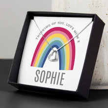 Load image into Gallery viewer, Personalised Rainbow Sentiment Silver Tone Necklace and Box