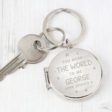 Load image into Gallery viewer, Personalised You Mean The World To Me Round Photo keyring