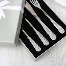 Load image into Gallery viewer, Personalised Teddy 4 Piece Embossed Cutlery Set