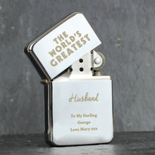 Load image into Gallery viewer, Personalised &#39;The World&#39;s Greatest&#39; Silver Lighter