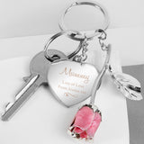 Personalised Silver Plated Swirls & Hearts Rose Keyring