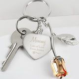 Personalised Silver Plated Swirls & Hearts Rose Keyring