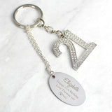 Personalised Swirls & Hearts Diamante 21 Keyring