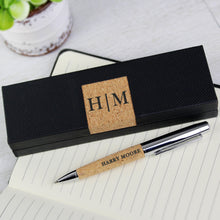 Load image into Gallery viewer, Personalised Initial &amp; Name Cork Pen Set