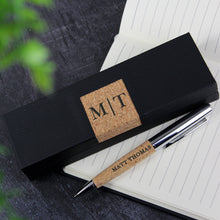 Load image into Gallery viewer, Personalised Initial &amp; Name Cork Pen Set