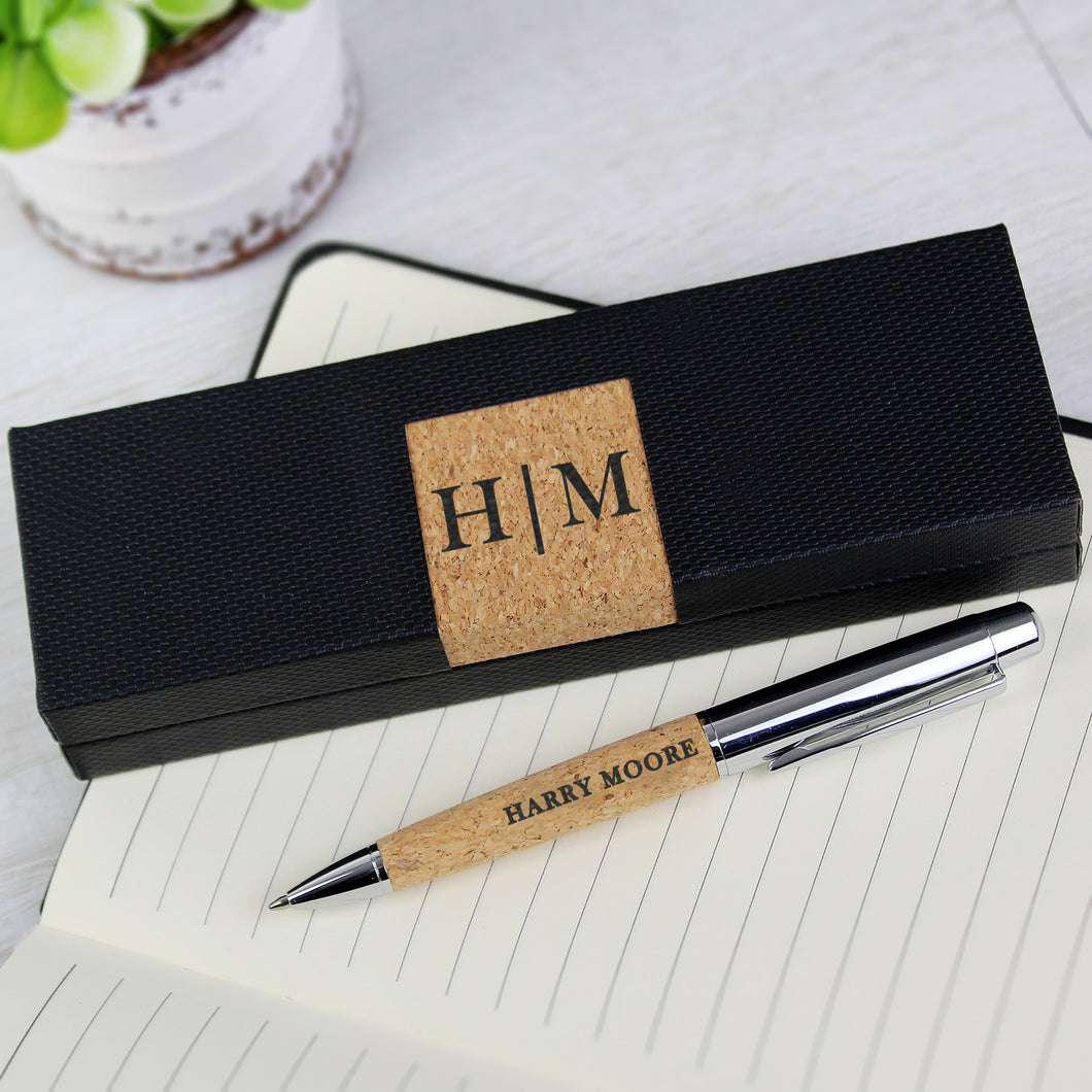 Personalised Initial & Name Cork Pen Set