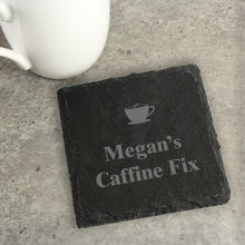 Load image into Gallery viewer, Personalised Hot Drink Motif Single Slate Coaster