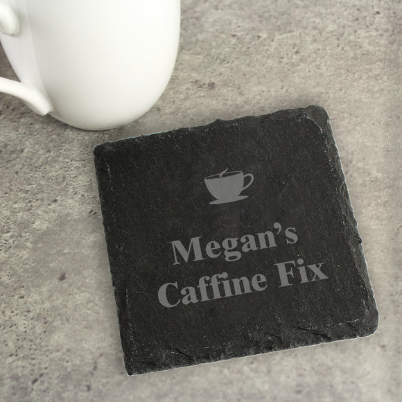 Personalised Hot Drink Motif Single Slate Coaster