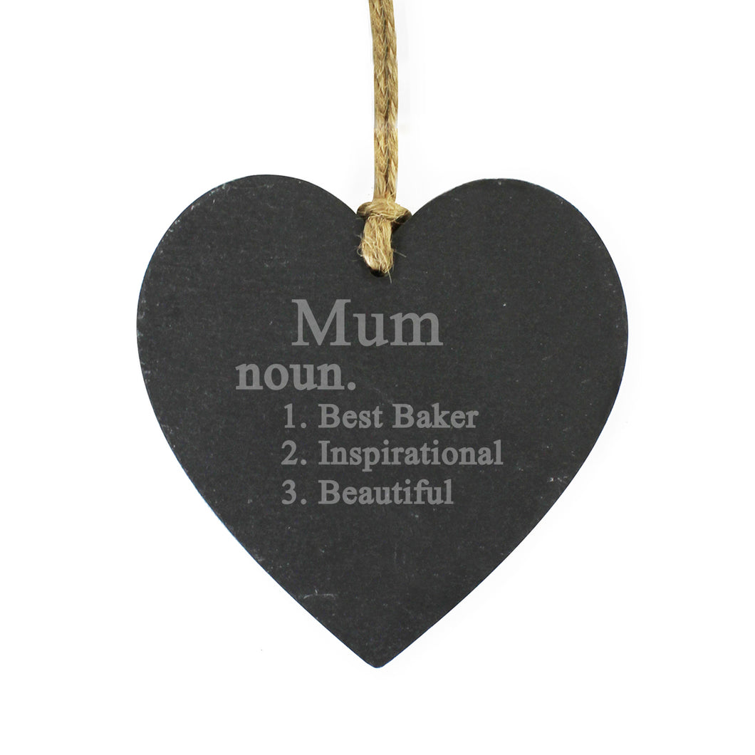 Personalised Word Definition Slate Heart Decoration