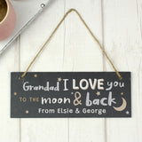 Personalised To the Moon and Back Hanging Slate Plaque