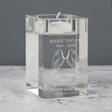 Personalised Guardian Angel Wings Glass Tea Light Holder