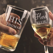 Load image into Gallery viewer, Personalised His &amp; Her Pint and Wine Glass Set