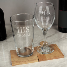 Load image into Gallery viewer, Personalised His &amp; Her Pint and Wine Glass Set